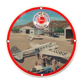 Vintage Standolind Aviation Gasoline Porcelain Sign - Aviation Collectible
