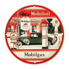 Vintage Mobilgas Porcelain Sign: Classic Oil Company Nostalgia