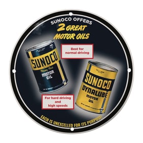 Sunoco Motor Oils Porcelain Sign - Vintage 8" Collector's Item