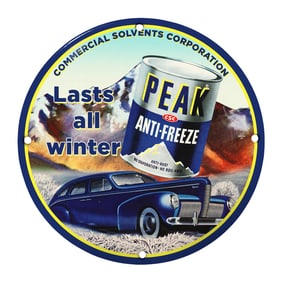 Vintage PEAK Anti-Freeze Porcelain Sign | Classic Automotive Decor