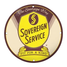 Vintage 8" Porcelain Sovereign Service Sign - Classic Decor for Collectors