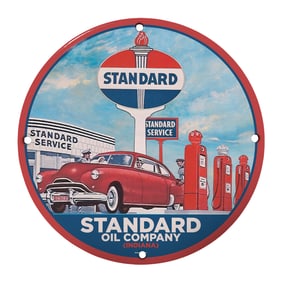 Vintage 8" Standard Oil Company Porcelain Sign ? Classic Americana Decor