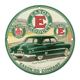 Vintage Eason Oil Company Porcelain Sign - Classic 1951 Design for Collectors