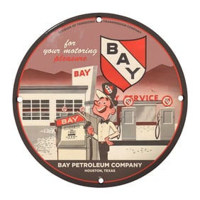 Vintage Bay Petroleum Company Porcelain Sign - Perfect for Collectors & Enthusiasts