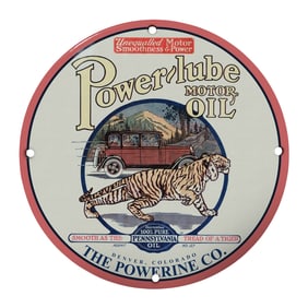 Vintage Powerlube Motor Oil Porcelain Sign - Perfect for Collectors and Decor