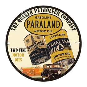 Vintage Quaker Petroleum Company Porcelain Sign - Classic Gasoline & Motor Oil Ad