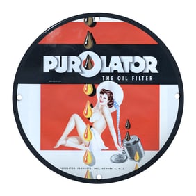 Vintage Purolator Oil Filter Porcelain Sign ? Classic Automotive Decor for Collectors