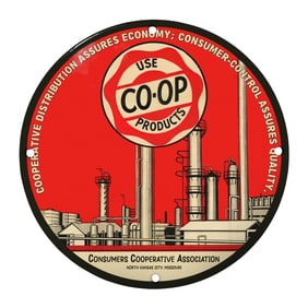 Vintage 8" Porcelain CO-OP Products Sign - Perfect for Home or Business