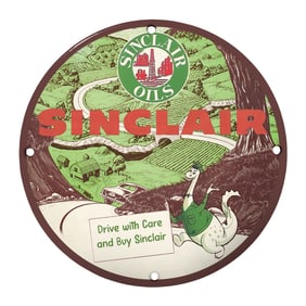 Vintage Sinclair Oils 8" Porcelain Sign - Retro Advertising Collector's Item