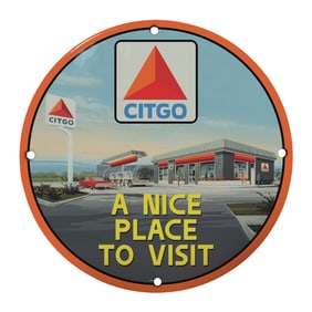 Vintage CITGO 8" Porcelain Sign - A Timeless Reminder of Comfort and Quality