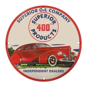Vintage Superior Oil Company Porcelain Sign - Classic Car Retro Decor - Independent Dealers