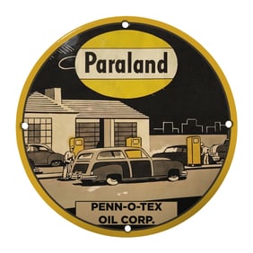 Vintage 8" Porcelain Sign - Paraland by Penn-O-Tex Oil Corp - Classic Gas Station Decor
