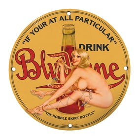 Rare 8" Round Vintage Porcelain Sign Featuring Unique Design - Ideal for Collectors