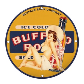 Rare 8" Round Buffalo Rock Company Porcelain Sign - Vintage Collectible Art