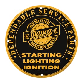 Vintage 8" Mapco Rare Porcelain Sign - Genuine Ignition Parts Collectible