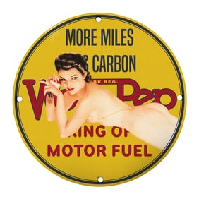 Vibrant 8" Round Rare Porcelain Sign ? Vintage Style Motor Fuel Collectible