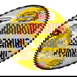 Vintage 8" Round Porcelain Sign: Rare Radiator Cleaning & Repairing Collectible