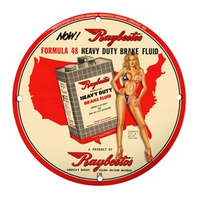 Rare 8" Round Raybestos Porcelain Sign - Vintage Automotive Brilliance for Bidding