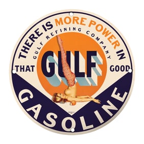 Rare 8" Gulf Gasoline Porcelain Sign - Vintage Collectible - Unique Art Decor