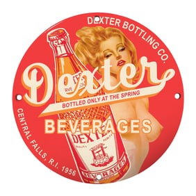 Vintage 8" Round Dexter Bottling Co. Porcelain Sign ? Rare Design for Collectors