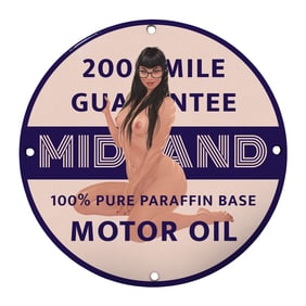 Rare 8-Inch Porcelain Sign - Vintage Inspired Motor Oil Artwork Collectible