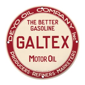 Rare 8" Round Porcelain Sign - Galtex Motor Oil by Deyo Oil Company Inc.