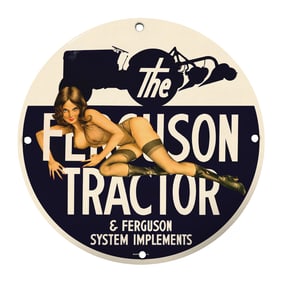 Rare Vintage 8" Porcelain Sign: The Ferguson Tractor & Implements - Collector's Item