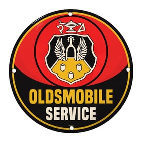 Rare 8" Round Oldsmobile Service Porcelain Sign ? Collectible Automotive Decor