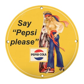 Rare Vintage 8" Round Porcelain Pepsi-Cola Sign - Iconic Collector's Item