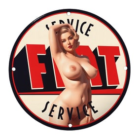 Unique 8-Inch Round Porcelain Sign Featuring Vintage Design for Bidding