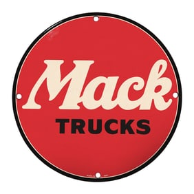 Vintage 8" Round Mack Trucks Porcelain Sign - Rare Collectible Design