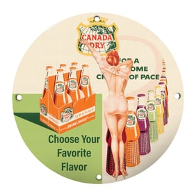 Vintage Canada Dry 8" Round Porcelain Sign ? Brighten Up Your Space with Rare Design!