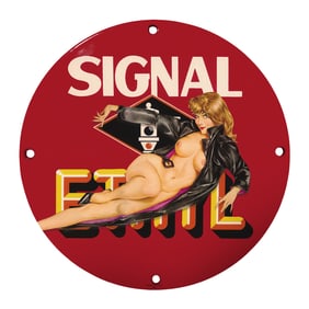 Rare 8" Round Porcelain Sign ? Vintage Pin-Up Art for Collectors & Bidders