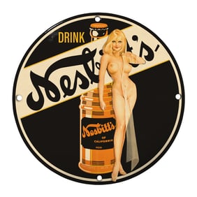 Vintage 8" Rare Design Nestle's Porcelain Sign - Collectible Memorabilia