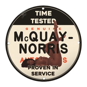 Rare 8" Round McQuay-Norris Porcelain Sign ? Vintage Auto Advertising Collectible