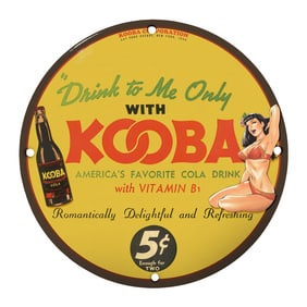 Rare 8" Porcelain Sign Featuring KOBA Cola - Vintage Americana Collectible