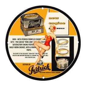 Vintage 8" Pedrick Porcelain Sign - Rare Design for Collectors & Auto Enthusiasts
