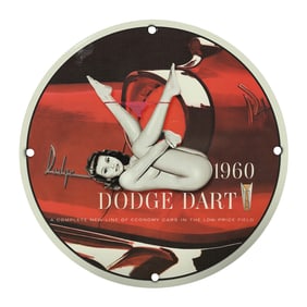 Vintage 1960 Dodge Dart Rare Design Porcelain Sign - Collectible Automotive Decor