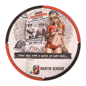 Unique 8" Round Vintage Porcelain Sign - Rare Martin-Senour Design for Collectors