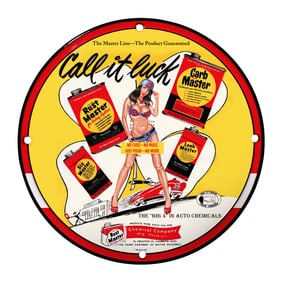 Vintage 8" Round Porcelain Sign - Call It Luck - Rare Retro Auto Chemicals Design