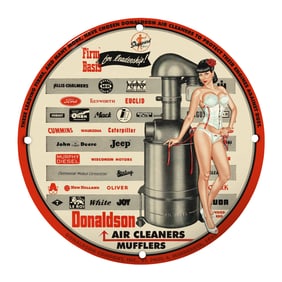 Vintage 8" Round Donaldson Air Cleaners Porcelain Sign - Retro Advertising Art