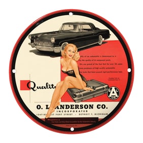 Vintage 8" Round Porcelain Sign - O. L. Anderson Co. Automotive Quality Art Decor