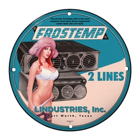 Vintage 8" Round Rare Porcelain Sign - Frotemp 400, Lindustries, Inc.