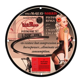 Vintage McQuay-Norris 8" Porcelain Sign - Rare Collectible Auto Memorabilia