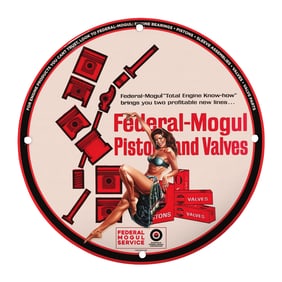 Vintage Federal-Mogul Porcelain Sign ? Rare 8" Round Collector's Item for Automotive Enthusiasts