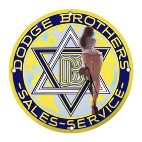 Vintage 8" Round Dodge Brothers Porcelain Sign - Rare Collector's Item for Sale