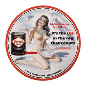 Unique 8-Inch Round Porcelain Rare Design Sign