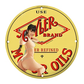 Rare 8" Round Vintage Porcelain Sign ? Tyler Brand Motor Oils ? Unique Collectible