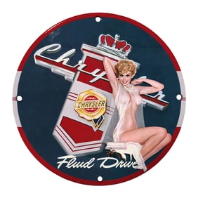 Elegant 8" Round Vintage Chrysler Porcelain Sign - Rare Collectible Artwork