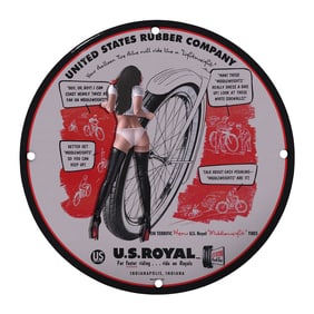 Rare 8" Porcelain Sign - United States Rubber Company - Unique Vintage Decor